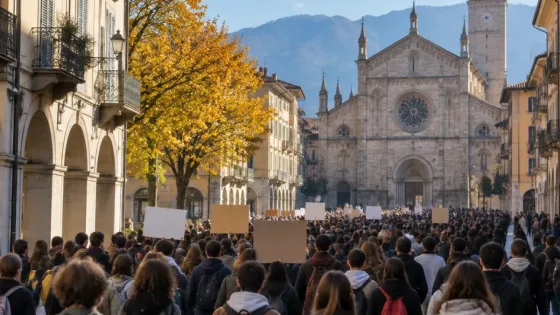 Pinerolo, studenti e lavoratori in corteo per scuola, pace e futuro